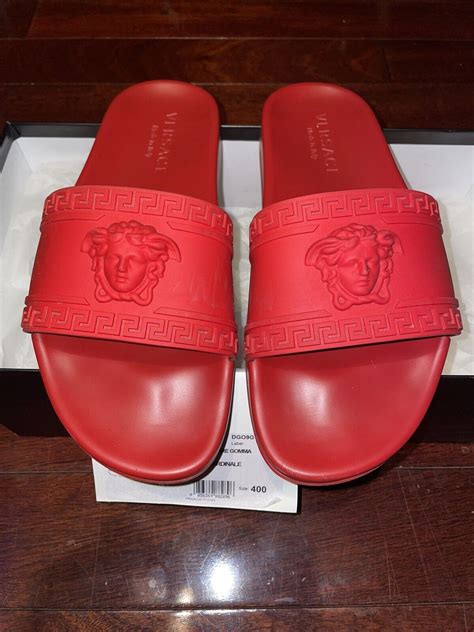 red versace slides men|Versace pool slides men.